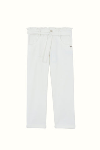 Ivory Jeans with Tie Bow Detail
