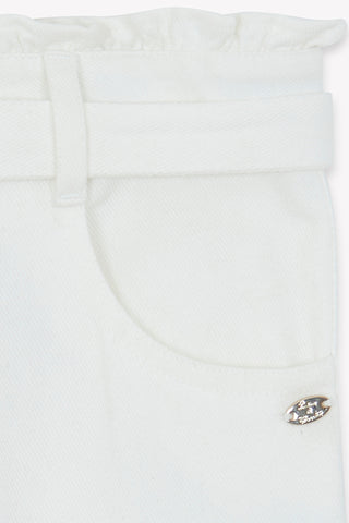 Ivory Jeans with Tie Bow Detail
