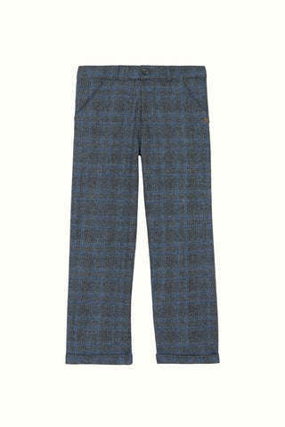 Boys Grey & Blue Check Wool Trousers (6M 4Y)
