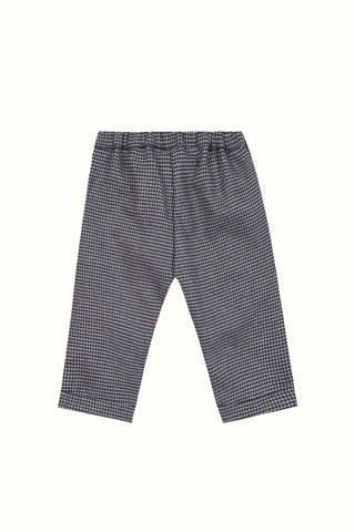 Baby Girl Navy Gingham Trousers with Bow Detail
