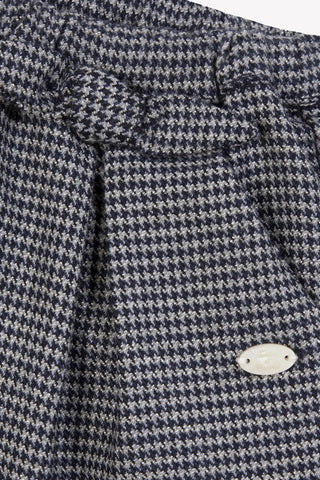 Baby Girl Navy Gingham Trousers with Bow Detail

