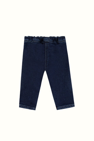 Navy Denim Jeans with Scalloped Pocket Detail

