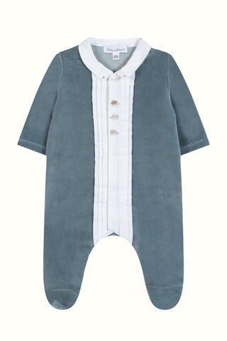 Blue Velour Hedgehog Babygrow

