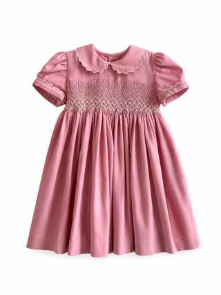 Pink smoked dress peter pan collar
