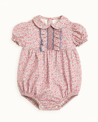 Ava Handsmocked Floral Romper in Pink (3 18mths)
