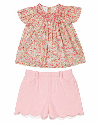 Girl Floral Blouse with Pink Shorts   Set (3M 5Y)
