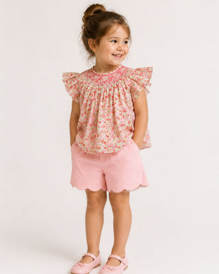 Girl Floral Blouse with Pink Shorts   Set (3M 5Y)
